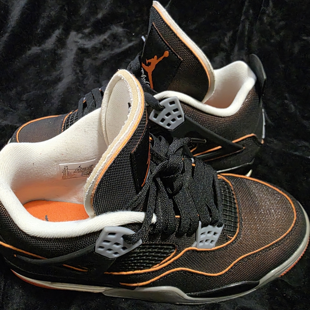 Jordan Men's Black and Orange High-Top Sneakers